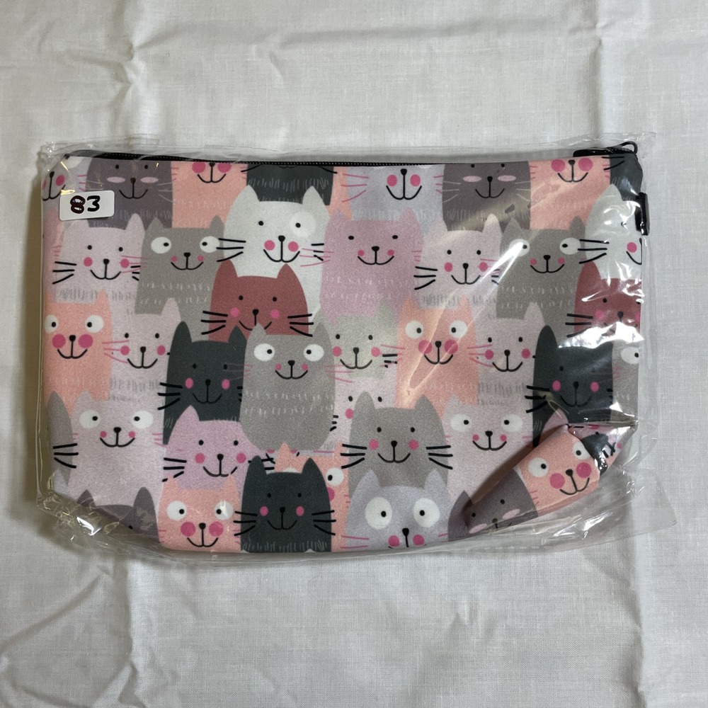 The Pouch Cosmetic Bag Small Multicolor NWT Cat Print Zippered Travel Pouch